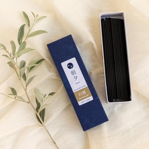 Asayu Japan Baton Encens Japonais sans Fumée au Parfum Bois de Santal, Idéal pour Le Yoga, la Détente et la Relaxation, Boite Senteur Individuel Fabriquée au Japon