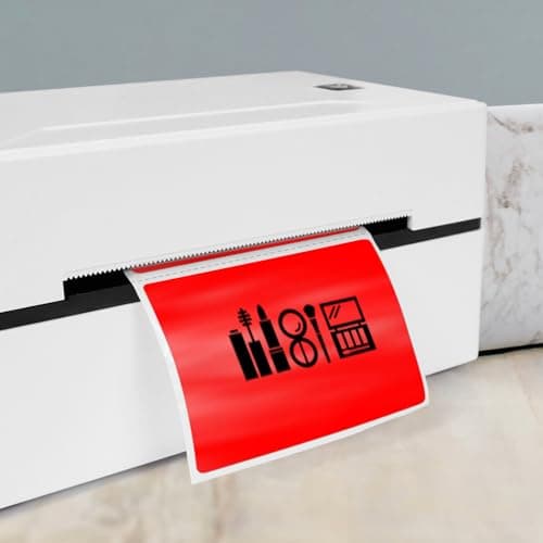 YIKIADA Lot de 500 étiquettes thermiques en vinyle - Rouge - 50 × 76 mm - Rouleau rectangulaire - Autocollant d'adresse - Étanche - Pour nom code-barres QR Code DIY