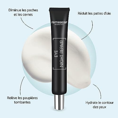 Remescar Crème de Nuit Régénératrice Pour le Contour des Yeux 20ml - Réduire les Rides, les Cernes, les Poches & les Pattes d'Oie - Crème de Nuit Pour les Paupières Relâchées - Soin de Nuit Réparateur