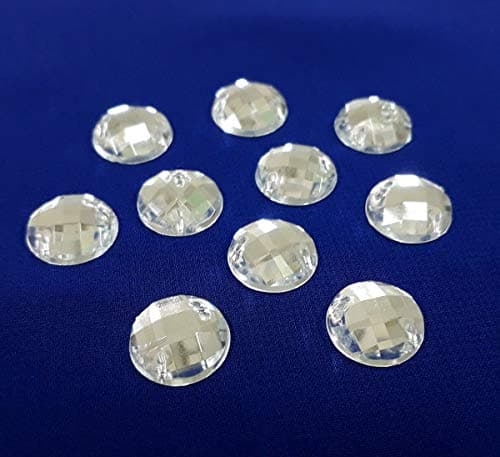 Perlin Lot de 100 strass à coudre - Ronds - En acrylique - Pour vêtements, travaux manuels, vêtements et sacs - 12 mm