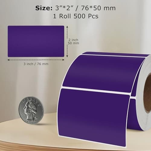 YIKIADA Lot de 500 étiquettes autocollantes en vinyle - Violet - 50 x 76 mm - Étanche - Pour déménagement, bureau, entrepôt, maison
