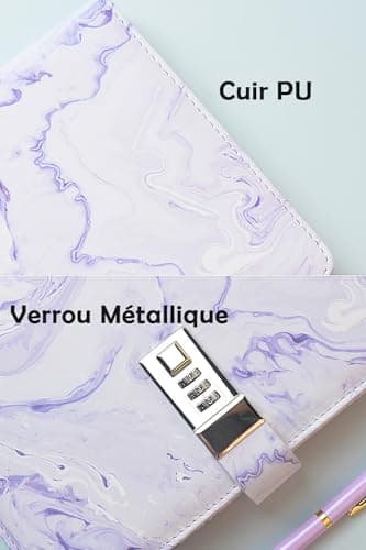 GOORAIFU Journal Intime avec Cadenas pour Filles et Femmes, Carnet Secret A5 en Cuir PU, 240 Pages, Carnet de Notes avec Stylo à Bille en Métal et Coffret Cadeau,violet