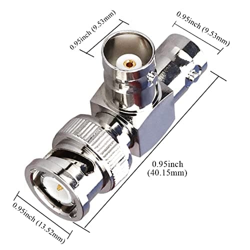 TUOLNK BNC mâle à double fiche femelle BNC en forme de T Connecteur triple en T Adaptateur séparateur coaxial 3 voies pour systèmes de sécurité/câble coaxial/appareils sans fil Pack de 2