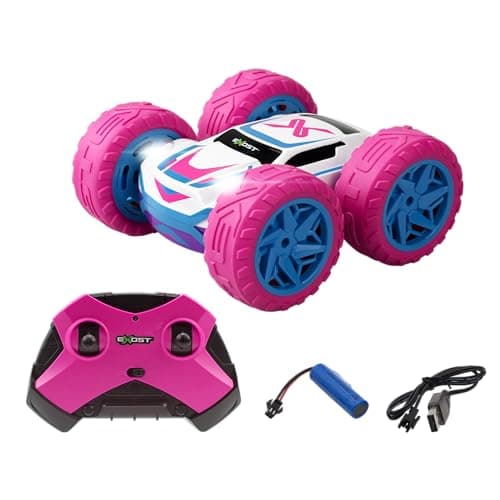 Exost Voiture Télécommandée Tout-Terrain - 360 Cross Rose à Batterie - Conduite sur 2 Faces et à 360° - Jouet pour Enfant 5,6,7,8,9,10 Ans