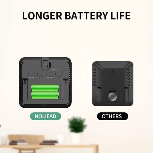 NOKLEAD thermometre interieur hygrometre-thermomètre digital maison avec Grand rétroéclairage tactile, Max/Min Horloge de Confort d'Air Moniteur humidimetre pour Serre Chambre de Bébé Chambre,Noir
