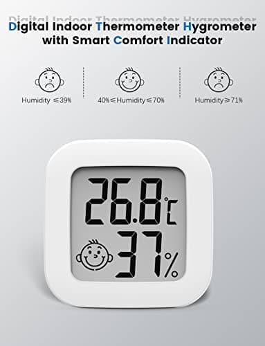 Mini Thermomètre Hygromètre Intérieur Digital à Haute Précision, Moniteur de Température et Humidimètre, Thermo Hygromètre Indicateur du Niveau de Confort