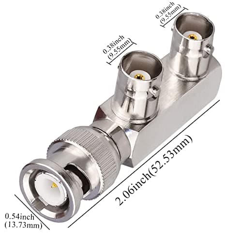 TUOLNK Lot de 2 fiches mâles BNC vers 2 Prises Femelles BNC en Forme de F Connecteur coaxial 3 Voies Adaptateur BNC SplitterF Forme Connecteur en té BNC 3 Voies