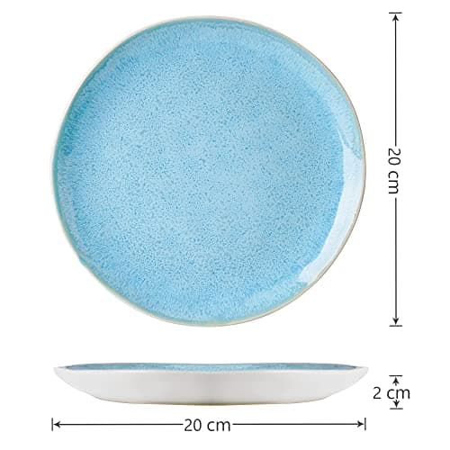 MIAMIO - 15,2 x 20,3 cm Collection Lumera Service de table en céramique de qualité supérieure – Fait à la main (bleu)