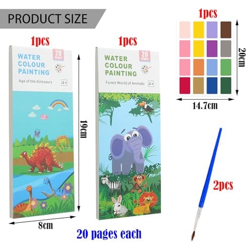 BDSHUNBF 40 Pages Mini Livres de Coloriage pour Enfants, Livre Peinture Aquarelle avec Pinceau Réservoir D'eau, Peinture à L'eau pour Enfants et Adultes, Dessins Aquarelle Watercolor Painting Book