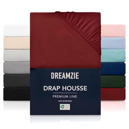 Dreamzie - Drap Housse 180x200 cm - Grand Bonnet 35 cm - Bordeaux | Microfibre Ultra Douce · Certifié OEKO-TEX · Linge de Lit 2 Personnes · Matelas Épais · Respirant · Entretien Facile