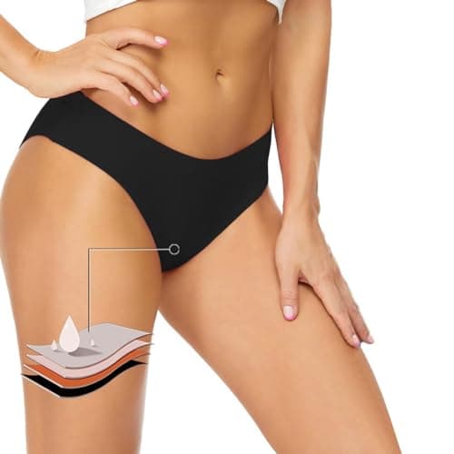 Runmeihe Pantalon menstruel pour la Natation, Maillot de Bain menstruel, sous-vêtements menstruels étanches (FR/ES, Numérique, 36, 38, Taille Normale, Taille Normale, Black)