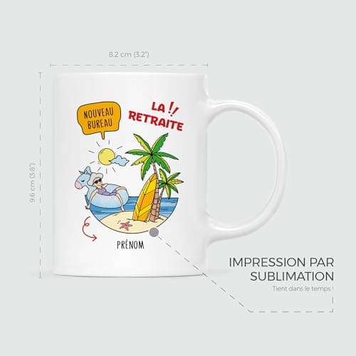 CADEAU PLUS Mug Personnalisé Prénom - La retraite - Cadeau Depart Retraite Humoristique, Cadeau Retraite Femme, Cadeau Retraite Femme Original, Mug Retraite Femme, Tasse Retraite