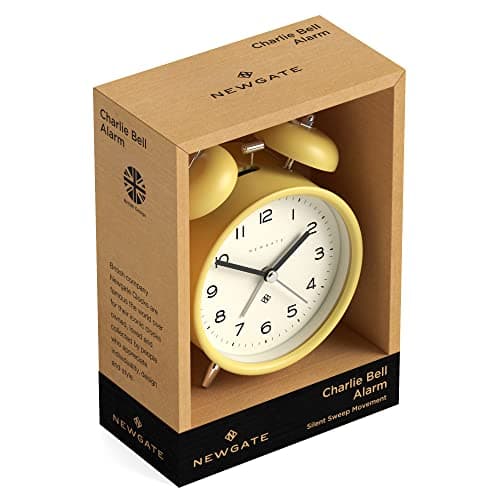 NEWGATE ® Charlie Bell Echo Alarm - Petit Réveil de Chevet Contemporain - Accessoires de Chambre - Réveils - Accessoires de Bureau - Horloge de Chevet - Chiffres Arabes (Jaune)