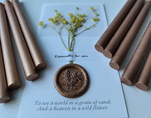 AMTOL Lot de 10 bâtons de cire pour sceaux de cire, bâtons de cire pour pistolet à colle, parfaits pour les invitations de mariage, les enveloppes, les emballages cadeaux(Bronze)