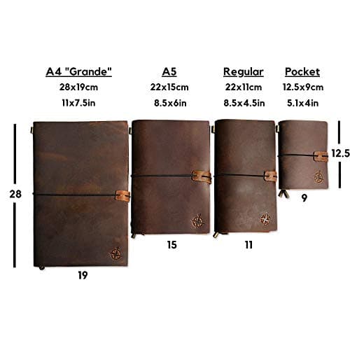 Carnet De Voyage En Cuir - Journal De Voyage Rechargeable Wanderings® - Journal En Cuir Véritable Fabriqué À La Main Pour Écriture, Poètes, Voyageurs, Planificateur De Vie - Inserts Vierges