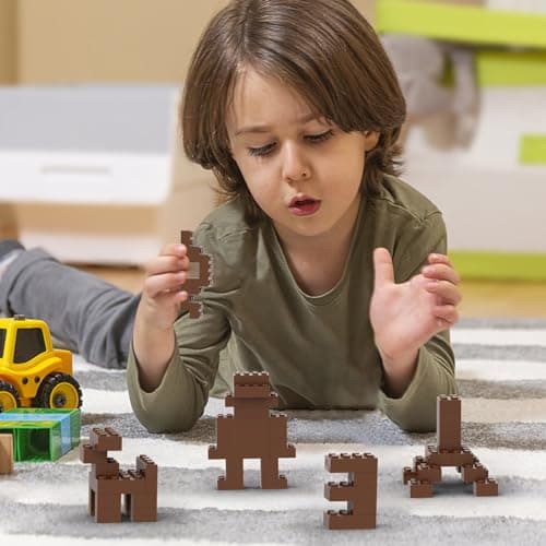 TTEHGB TOY Bloc de brique classique en vrac 2 x 4, 300 pièces marron brique de construction, compatible avec les pièces Lego et pièces 3001 (couleur: marron)