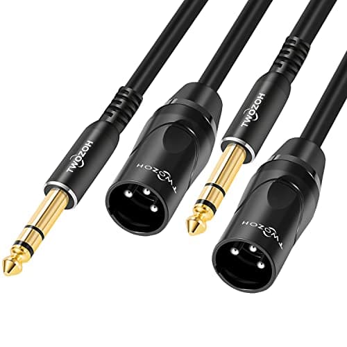 Twozoh Câble XLR Mâle vers TRS 6,35 mm Lot de 2, Cable XLR Jack Stéréo 6.35 mm 5M 2 Pièces (Profesional/Hifi)