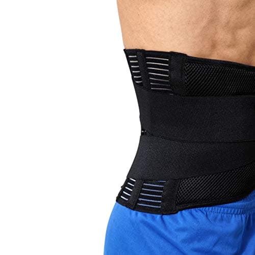 NEOtech Care Ceinture lombaire avec sangles de compression doubles - Support bas du dos EXTRA-LARGE (25CM de haut) - Bande soutien posture (Noire, Taille M)