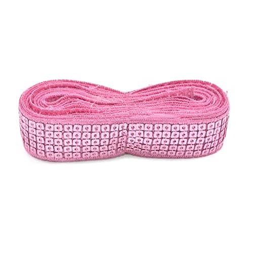 CENPEK Ruban élastique à paillettes plates en tissu pailleté pour robe, décoration, bandeau, 25 mm de large, rose - 18,1 m
