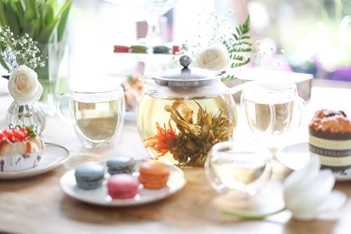 Théière Teabloom Classica - Théière en verre résistant à la chaleur - 1200 ml - Infuseur amovible en acier inoxydable Théière de 1,2 L