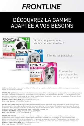 FRONTLINE Tri-Act Chien - Anti Puces, Tiques, Moustiques, Phlébotomes & Mouches - Pour Gros Chien De 20 à 40 kg - Fabriqué En France - 6 Pipettes Application Spot On