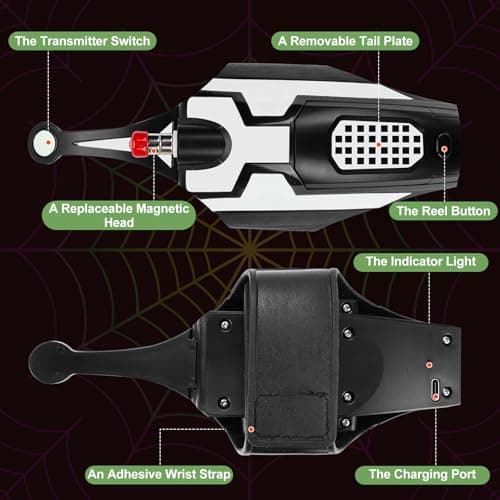 Lanceur de Toile D'araignée de Lanceur de Tireur de Web, Gant de Lanceur, Gadgets Cool, Gant de Cosplay, Spider-Mans Shooter,Jouet de Tir À Cordes, idéal pour Les Hommes et Les Enfants