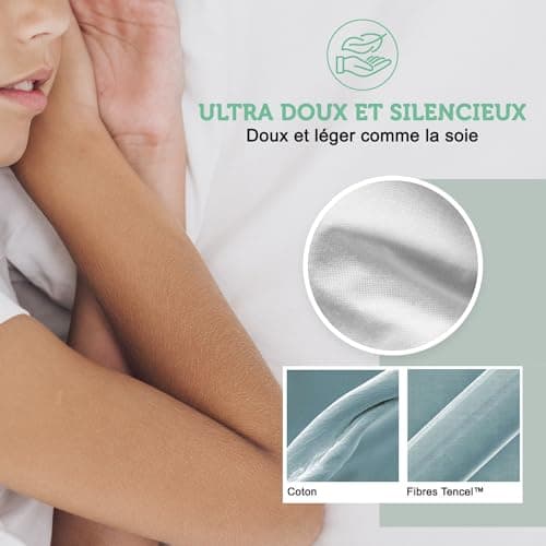 Protège Matelas 140x200-30 cm Qualité Supérieure Oeko-TEX® ~ Alèse Imperméable en Fibre Luxe TencelTM Écologique ~ Forme Drap Housse