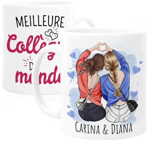 Cupdarling® Tasse Personnalisable Cadeau Collègue - 3 Collègues féminines - Cadeau Depart Collegue De Travail - Cadeau Anniversaire Femme - Tasse Collegue De Travail - 330 mL Céramique