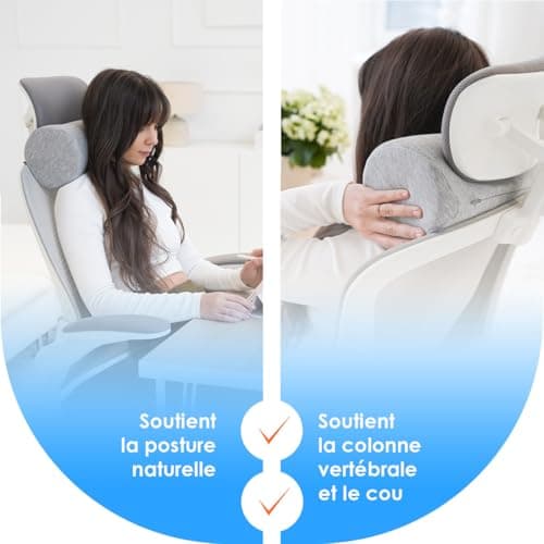 DYNMC you- Oreiller Ergonomique Cervical, Oreiller Cervicales Housse Oeko Tex Bambou Haute Qualité – Confortable, Mémoire de Forme, Coussin de Voyage Rond, pour Le Dos, Les Genoux et Le Cou, Gris