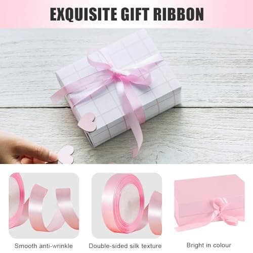 Bieiyhe 2 Rouleaux Ruban Satin Rose 20mm X 22m Ruban Cadeau Emballage Tissu Ruban Bouquet Mariage Ruban Decoratif Satin Polyester Ruban Satin Noel Rubans pour Couture, Présents, DIY Artisanat