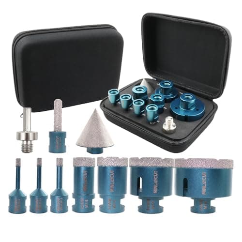 MINLAYCUT Foret Diamant Carrelage 6/6/8/20/35/50/68mm Trépans 10mm et 50mm Fingerfraise Diamantée et Adaptateur pour Carrelage Porcelaine Granit Marbre(10 Pièces/Boîte)