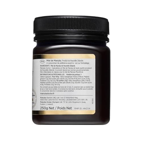 MANUKA DOCTOR - MGO 240 Miel de Manuka monofloral (250g) 100% pur miel de Nouvelle-Zélande. Certifié. Garanti. CRU. Sans OGM
