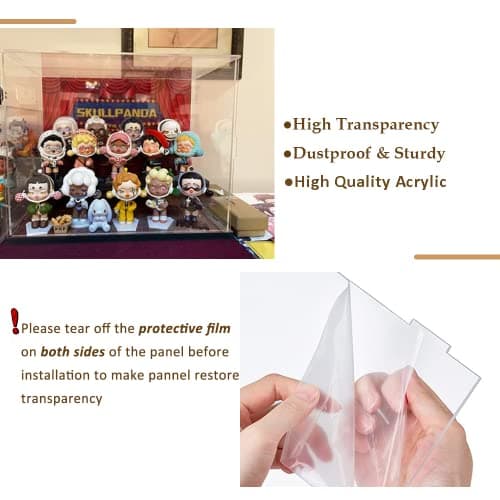 Nynelly 3 Niveaux Vitrine pour Collection en Acrylique,Assembler Boîte Présentoir Vitrine Antipoussière pour Action Pop Figures Jouets De Collection,Noir, 12.6 "Lx7 Wx10 H