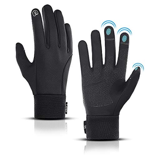 LERWAY Gants d'hiver Chauds à Ecran Tactile Noirs pour Hommes Femmes Gants Antidérapants Coupe-Vent Gants pour Sports Course Conduite VTT Escalade Randonnée Résistants à l’Eau