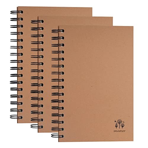 Srvnpioy Lot de 3 Cahiers à esquisse reliés spirale A5 Paysage, 300 pages (150 feuilles), papier épais de 80g/m2, A5 pour école, bureau et maison