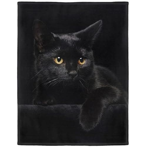 YISUMEI - Couverture polaire douce Chat Noir 150 x 200 cm Plaid Convient pour canapé ou lit