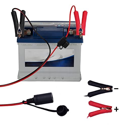 Magiin Adaptateur Allume-Cigare avec 2 Pinces Crocodiles Câble d'Extension pour Batterie (1pc+ 3 fusibles)