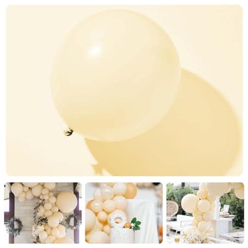 WAREHOUSE Ballon 50 Pièces - 12" 30 cm - LATEX NATUREL | Ballon Gonflable Hélium | Ballon Baudruche | Décoration pour Anniversaire, Baptême, Fete. (Ivoire blanc-3)
