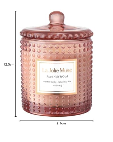 LA JOLIE MUSE Bougie Parfumée à la Rose Sauvage, Bougie en Cire Naturelle à l'Arôme Floral, 75 Heures de Combustion de Longue Durée, Bocal en Verre pour Cadeau et Décoration d’Intérieure, 285 g