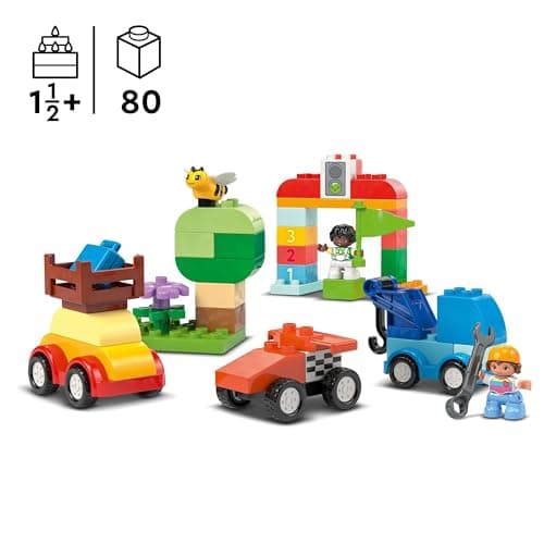LEGO Duplo Classic La Boîte de Briques Voitures et Camions - Jouet d’Éveil - Set de Véhicules pour Enfants - Jeu Éducatif Développant la Motricité Fine pour Garçons et Filles dès 18 Mois 10439