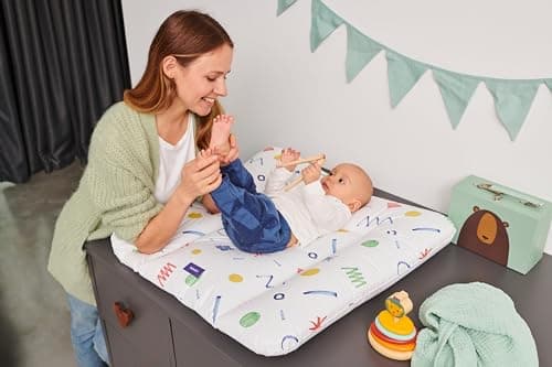 Bonky® Matelas à Langer Bebe souple 85x72 cm - Matelas à langer epais lavable - pour garçons et filles - Certifié Öko-Tex - Imperméable - Mono 2A - 72x85 cm