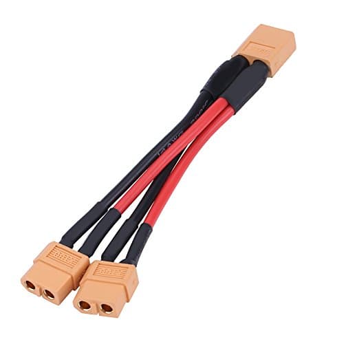 2Types 60 Adaptateur de connecteur de Pack de Batterie parallèle Câble 14AWG Câble d'adaptateur parallèle Remplacement pour RC Lipo(1 Female to 2 Male)