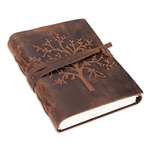 MOONSTER® Carnet de Notes en Cuir Arbre de Vie - Bloc Note Fait Main pour Hommes et Femmes Pages Vierges 20x15 cm - Carnet de Voyage ou Cahier de Dessin