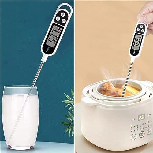 Nutabevr Thermometre Cuisine avec Écran LCD Thermomètre Numérique Digital avec Sonde Longue Haute Précision,Lecture instantané Thermomètre Cuisson,pour BBQ,Huile,Viande,Nouriture,Lait,Vin,Eau Chaude