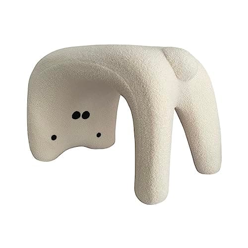 Telomat Chaise de coiffeuse sans accoudoirs en fausse fourrure pelucheuse – Chaise d'entrée en forme de chat mignon, repose-pieds pour femmes et filles, convient pour le salon, la chambre à coucher,
