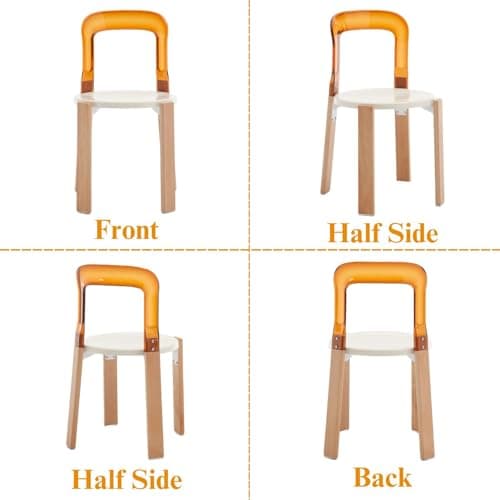 Wahson Chaises de Salle à Manger Lot de 2 Chaises Salle à Manger en PC avec pieds bois Chaise de Cuisine sans Accoudoirs, Chaise de Salon Dossier Incurvé pour Salle à manger, Salon et Chambre, Marrron