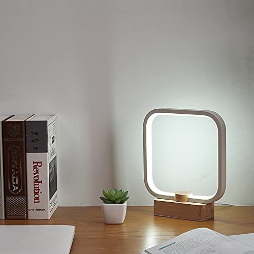 Lampe de table LED en bois, 3 couleurs de température, veilleuse de chambre à coucher, éclairage LED à intensité variable, petite lampe de bureau pour salon,
