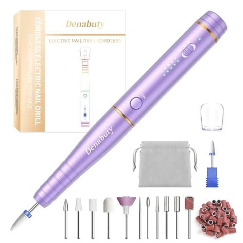 Ponceuse pour Ongles, Denabuty Lime a Ongle Electrique Professionnel Sans Fil 12 en 1 Kit de Manucure Pédicure avec USB Rechargeable Vitesse Réglable Puissante et Portable pour Salon et Maison