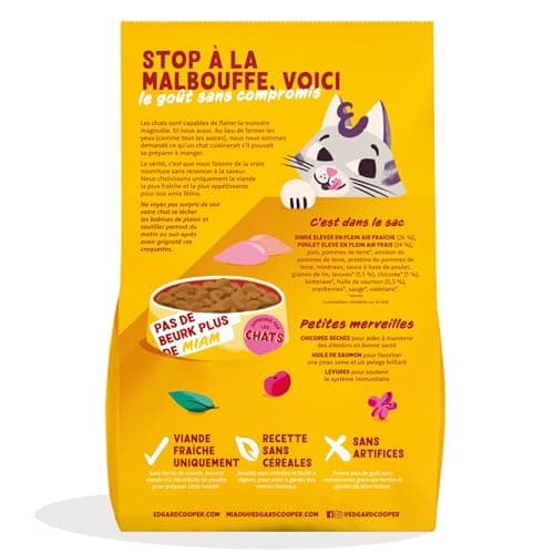 Edgard & Cooper Croquettes Chat Stérilisé, Adulte, (Dinde & Poulet, 2kg), Viande fraîche et protéines de qualité, Vrais ingrédients pour chat, croquettes pour chat stérilisé et actif