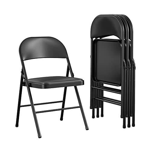 COSCO Premium Vinyl Chaise Pliante Rembourrée en Métal 4Pk Blk